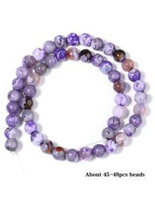 紫色火玛瑙石珠散珠隔珠装饰珠适用于珠宝制作 DIY 手链 15 英寸串 6/8/10 毫米 - 紫色 - 查看 7