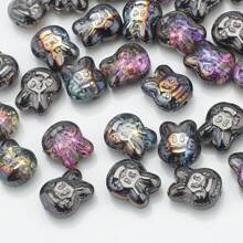 30 peças de contas de vidro de coelho de desenho animado de 10*12 mm, contas galvanizadas com tema de animais para fazer joias faça você mesmo, chaveiro, decoração de celular, colar, pulseira, pingente