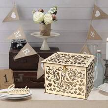 1 set scatola portacarte da matrimonio in legno con serratura e portacarte, portacarte e portadanaro stile country per matrimonio, scatola regalo da matrimonio per ricevimento, anniversario, addio al nubilato, festa, richiede assemblaggio