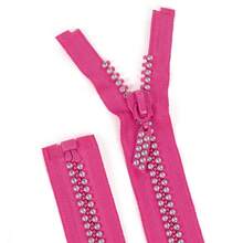 1pc, #10 Double Line Rhinestone Zipper, 23.62 Inch/39.37 Inch, Multi-Color Options (Black, White, Red, Green, Yellow, Pink, Blue, Etc.), Resin Zipper, Suitable For Jackets, Skirts And Pants, Sewing Zipper - 10# Double Row Drill - View 17