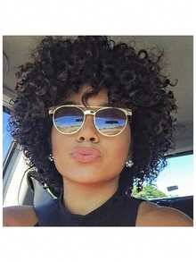 Human Hair Afro Wig Natural Brown Afro Kinky Curly Bob Wig For Women - Brazilian Remy Hair,Human Hair Pixie Cut Wigs For Black Women Easy Wear & Go, Shoulder-Length Style, Rose Net Cap, Perfect For Everyday Glamour - Kinky Curly Water Wave Pixie Glueless Wig For Women, Machine-Made Short Wigs With Rose Net Cap For Daily Use, Hair Wig Seamless Appearance, Breathable Material Suitable As Women's Gift - Multicolor - View 3