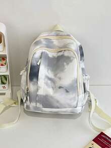 Fashionable Minimalist Tie-Dye Pattern Large Capacity Women Backpack - Multicolor - View 13