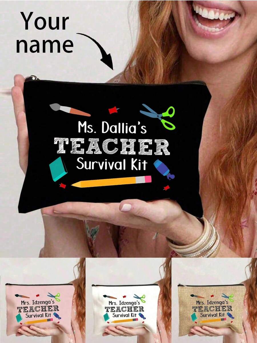 Teacher Survival Kit, Gift For Teacher, End Of Year Teacher Gift, Teacher Appreciation, Pencil Pouch, Personalized Makeup Bag, School Gift