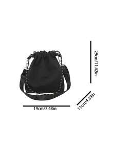 Mini Nylon Fabric Student Crossbody Bag - Black - View 9