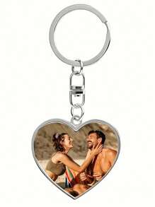 Personalized Customization Photo Double-Sided Heart-Shaped Keychain As A Gift For Girlfriend Baby Souvenir Family Pet Pendant Customized Keychain Couple Love Gift