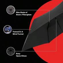 Knirps US.050 Ultra Light Slim Manual Open Rain Umbrella - Compact Umbrella For Backpack - Windproof Travel Rain Umbrella For Adults - 90cm Diameter Retractable Umbrella With Carrying Case - Dark Grey - View 4