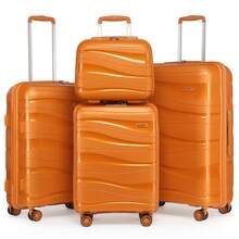 4-Piece Suitcase Set 14/20/24/28 Inches, Cosmetic Case, Hand Luggage & Check-In Suitcase Made Of PP With TSA Lock, 4 Wheels, Lightweight, Quiet, Hard Shell, Ideal For Travel, Vacation, Study, Dorm Life And As A Gift For Men And Women - 橘色 - 查看 10