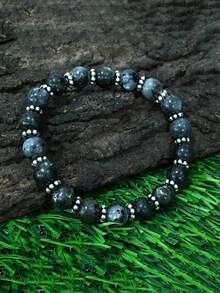 8mm Larvikite Beaded Stretch Bracelet, Labradorite Healing Meditation Chakra Jewelry For Women Men- Relieve Anxiety And Stress - Multicolor - View 2