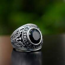 Men's Titanium Steel Hollow Design Rings, Fashionable Punk Style Index Finger Rings - Grey - View 5