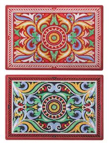 DIY 钻石画餐垫套件，2 件曼陀罗水钻艺术桌垫套装，耐热防滑 PU 皮革餐桌垫，适用于家庭、厨房、派对、露营、节日装饰、成人手工礼物（14 岁以上） - 彩色 - 查看 4