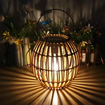 Vintage Rattan Lantern Decoration, Multiple Shapes To Choose From, Handmade Hollow Hanging Lamp, Suitable For Garden, Patio, Balcony, Camping, Lawn, Ambient Lighting, Ornament, Great Gift For Loved Ones To Enhance Your Travels