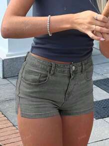 Nuovi shorts di jeans estivi attillati da donna, semplici e di base, stile europeo e americano, che sollevano i fianchi
