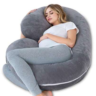 Piorlado Pregnancy Pillow,55 Inches Maternity Body Pillow With Washable Cover, C Shaped Body Pillow For Sleeping (Grey)