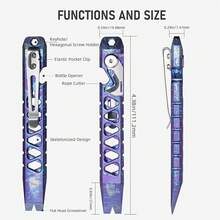 チタンEDC Pryバー,グレーキーチェーンPry Barマルチツール栓抜き付き,ポケット小さなクローバー男性用屋外 - 色 - チェックする 2
