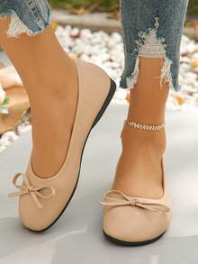 Sapatos Mary Jane Plus Size Femininos, Nova Moda Primavera/Outono, Salto Baixo com Laço e Ponta Redonda, Sapatos Casuais para Uso Diário, Festa, Trabalho, Leves e Confortáveis - Damasco - Ver 5