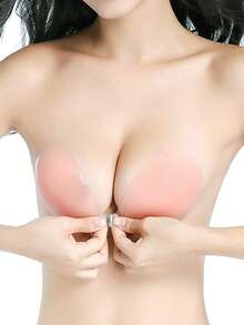VKME 1pc Strapless Invisible Adhesive Silicone Bra Lifting Push Up Women's Adhesive Bra - Apricot - View 2