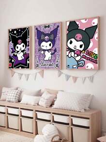 Sanrio 1pc Kawaii Wall Art Prints Posters,Kuromi Wall Arts,Pastel Girls Bedroom Prints,Girls Birthday Gift,For Dorm,Apartment,Bedroom,Living Room,Modern Home Decor,No Frame