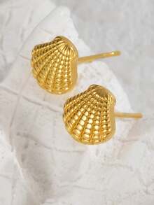 Elegant Luxury Ocean-Inspired Seashell Design 304 Stainless Steel Earrings - Small Shell Earrings - View 8