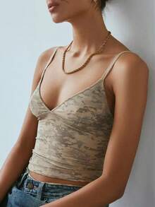 Women Y2k Crop Cami Top Vintage V Neck Cami Top Sexy Sleeveless Babydoll Top Summer Going Out Camisole 00s Streetwear - 棕色 - 查看 2
