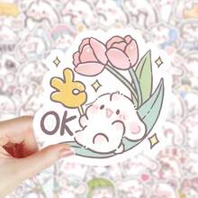 100 / Pack Cartoon Cute Cute Rabbit Rabbit Stickers Korean Soft Cute Girl Heart Creative Handbook Decorative Stickers Waterproof Stickers - Multicolor - View 5