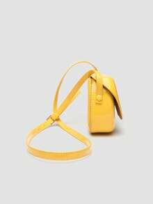 1 pieza Bolso bandolera cuadrado para mujeres en unicolor de PU brillante, adecuado para uso diario