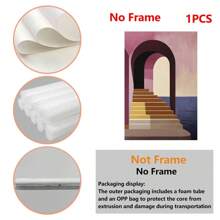 1 Piece,Modern Style Wall Paintings, Seaside Arched Houses And Stairs, Modern Frameless Art Decoration Painting, Printed Posters Mural, Waterproof Canvas,Suitable For Home, Office, Bedroom, Living Room, Study, Bathroom, Bar, Wall Arts And Home Decoration, Is An Ideal Holiday Gift