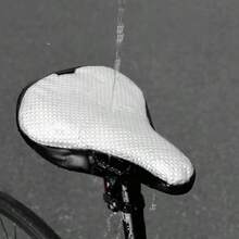 Bicycle Saddle Rain Cover | Dual-Sided Heat-Reflective Durable PU Leather | Waterproof Bike Seat Protector For Mountain And Road Bikes | Silver & Black, Easy To Install | Outdoor Cycling Accessory, Waterproof Bike Cover | Snug Fit | Waterproof Cover, Bicycle Accessories | Outdoor Bicycle Seat Rain Cover - Multicolor - View 2