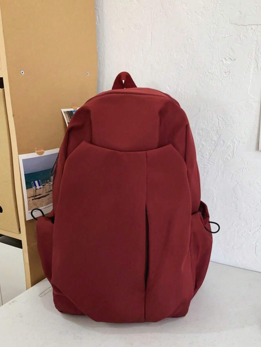 Men's Multi-Functional Backpack, Large Capacity Laptop Bag, Student School Bag - Red - View 1