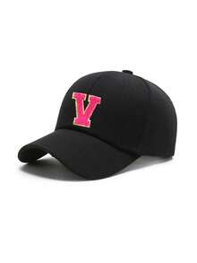 1 pièce Casquette de baseball réglable avec lettres de l'alphabet brodées pour enfants, chapeau de soleil décontracté unisexe, blanc os, pour les 8-16 ans - Noir - Voir 31