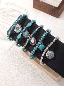 1 Set Women's Vintage Style Green Bracelet Accessories Set, Versatile Daily Wear Jewelry Gift