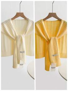 1pc Women's Knitted Hollow-Out Colorful Shawl Scarf, Versatile For Summer