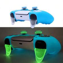Glow In The Dark Controller Skin Cover For Playstation 5 Controller, RALAN 1 Controller Protector Case+2 Customised Thumb Grips Caps - Multicolor - View 6