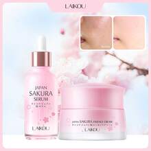 2件装 LAIKOU 日本樱花深层滋养面部精华液和面霜，肌肤焕活精华液收缩毛孔面部护理提亮肤色保湿霜，旅行装，护肤SPA礼品，送给女性、妈妈、妻子、姐妹、青少年、女友，母亲节化妆品 - Serum & Cream - 查看 10