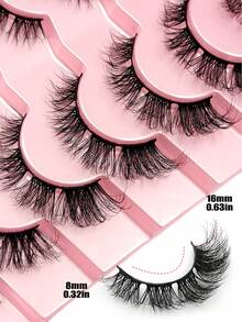 Asiteo 7 Pairs 3D Fluffy Cat Eye False Eyelashes, Natural Thin Faux Mink Lashes, Curled And Voluminous, Suitable For Daily, Wedding, Date, Party, Music Festival, Spring Travel And Other Occasions - 黑色 - 查看 6