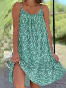 Abito corto estivo casual e alla moda da donna in stile boho con spalline