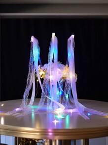 Warm White LED Wedding Magic Wand Ribbon, Ribbon With Bell, LED Fairy Glowing Silk, Fairy Wand, Glowing Flash Lace Wand, Suitable For Weddings, Birthday