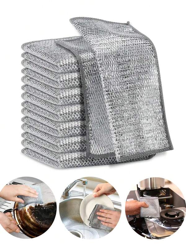 Two Styles Randomly Shipped,Magic Cleaning Cloth Thickened Double -Sided Metal Steel Wire Rags Kitchen Dish Pot Washdishing Cloths Towel Clean Tools