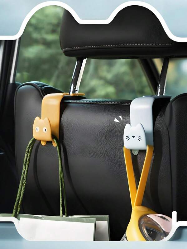 2 Pcs Car Hooks Multifunctional Car Seat Seatback Hooks Cute Cartoon Rear Backseat Small Hooks, Hooks, Bedroom, Travel, Clothes Hanger, Bathroom, Room, Camping, Bathroom Storage, Decorative Styles, Bedroom Decor, Door Hooks, Key Hooks, Room Accessories, Bedroom Accessories, Key Hangers, Kitchen Decoration