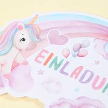 Juego de 12 tarjetas de invitación de fiesta de cumpleaños con diseño de poni arcoíris alemán: 12 tarjetas, 12 sobres, 12 pegatinas, regalo de cumpleaños, fiesta temática, reunión festiva, invitando a amigos - Conjunto de 12 unidades - Ver 9