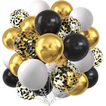 30 piezas Globos negros, blancos y dorados - Incluye globos metálicos dorados, mates negros, mates blancos y con brillo negro y dorado. Excelente para bodas, propuestas, cumpleaños, graduaciones, vuelta al cole, compromisos, duchas nupciales, decoración con globos, fondos y accesorios para fotografía