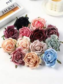 10pcs High-Quality Realistic Artificial Rose Heads, Home Textile Floral Decor & DIY Crafts, Suitable For Christmas, Halloween, Easter, Thanksgiving