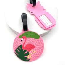 1pc/2pcs Pink Pineapple Flamingo Luggage Tag Pendant, Unisex Name Label For Business, Travel, Airport Luggage/Bag ID Card