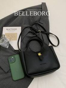 Lychee Texture Business Versatile Elegant Women Handbag - Black - View 9