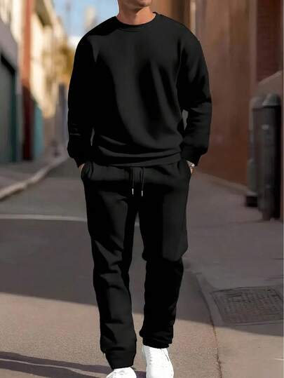 Conjunto de moletom com blusa e calça de moletom para homens