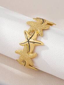 1pc Minimalist Fashionable Nautical Starfish Bracelet - Yellow Gold - View 3