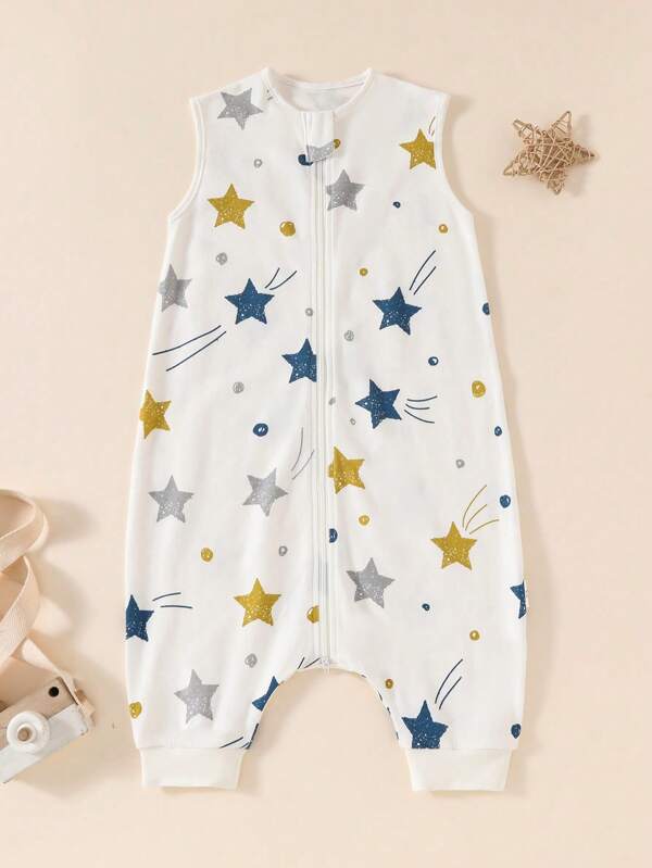 1pc Cotton Breathable Printed Anti-Kick Sleeping Bag Sleeveless Leg Separation Infant Sleep Sack
