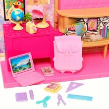 19 Pcs/Set Mini Doll House Accessories Dolls Learning Backpack Computer Lamp Ruler Earphone Toys, Suitable For 11.5 Inch/30cm Dolls, Early Educational