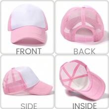 1pc Women's Mesh Patchwork Breathable Hollow-Out Snapback Cap