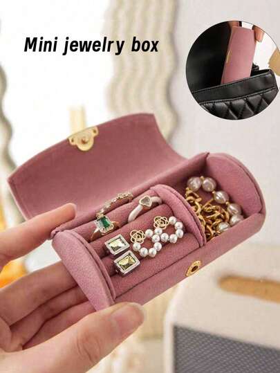 1pc Mall And Elegant Jewelry Box, Multifunctional Small Jewelry Storage Box, Beauty Box, Beauty Bag For Earrings, Rings, Necklaces, Travel Jewelry Organizer, Girlfriend Gift Travel Essentials Bag For School Vacation Holiday Back To School Supplies Makeup Bag Travel Bag For Women