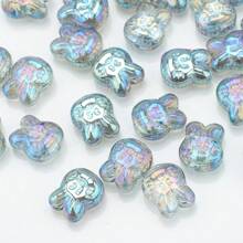 30 peças de contas de vidro de coelho de desenho animado de 10*12 mm, contas galvanizadas com tema de animais para fazer joias faça você mesmo, chaveiro, decoração de celular, colar, pulseira, pingente